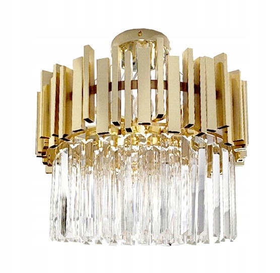 Lampa Wisząca GOLD Złota Duża Glamour Kryształowa APP601-1CP