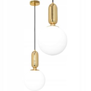 Lampa Wisząca Pojedyncza GOLDIE 2 Kula Mleczna Glamour Złota APP474-CP