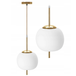Lampa Wisząca Sufitowa KULA Mleczna / Złota APP669-1CP