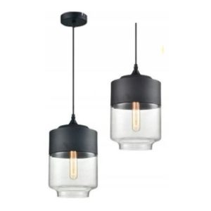 Lampa Wisząca Szklana Loft Tuba Czarna ZENIT C APP020-1CP
