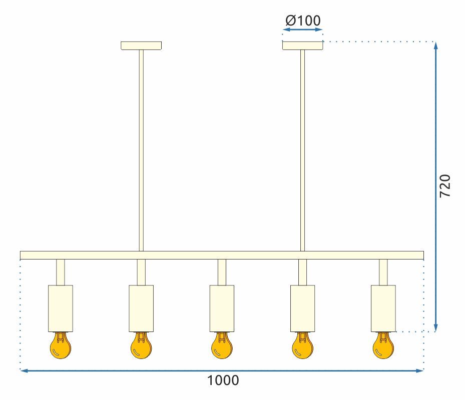Lampa Wisząca Podłużna Liniowa Reflektory Czarna APP611-5C