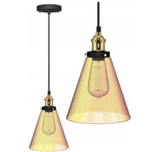 Lampa Wisząca Szklana Vintage VERTO A Amber Brąz APP043-1CP