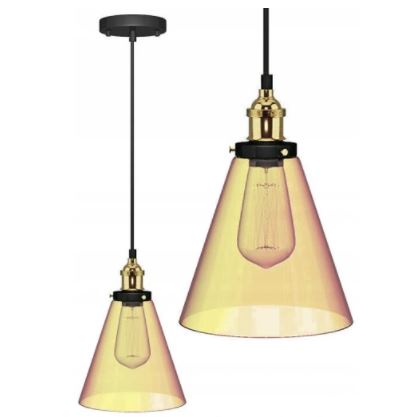 Lampa Wisząca Szklana Vintage VERTO A Amber Brąz APP043-1CP