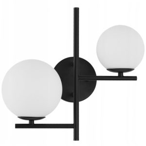 Lampa Ścienna Kinkiet KULE 2 Mleczna Czarna APP1170-2W