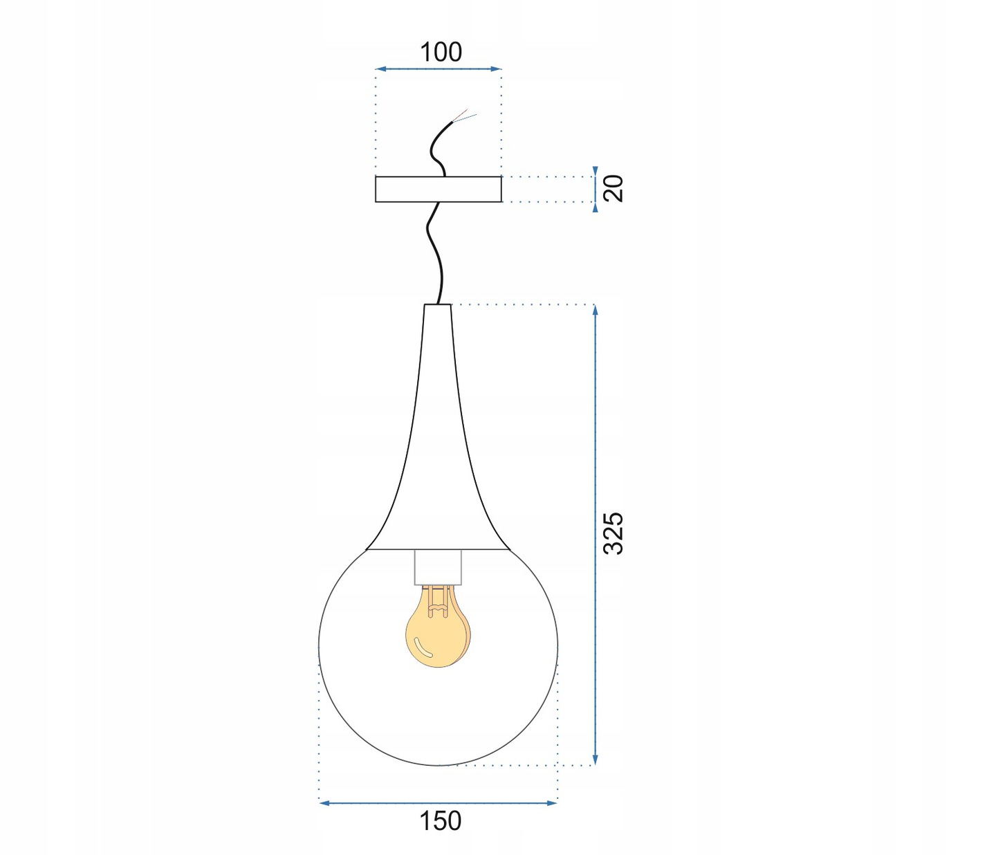 Lampa Wisząca Pojedyncza Szklana CARY 20 Kula Biała JDL-18 - obrazek 11