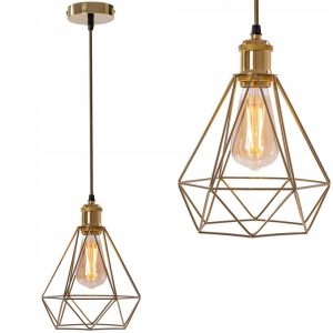 Lampa Wisząca Pojedyncza Druciana RENO LOFT Metalowa Złota 392197