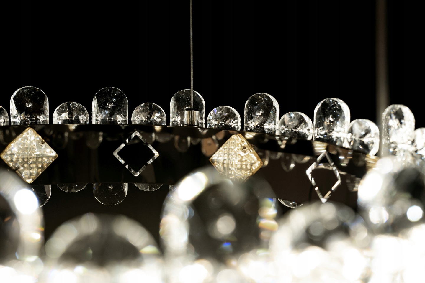 Lampa Sufitowa Wisząca ROUND Glamour Kryształowa + Pilot APP1041-CP - obrazek 5