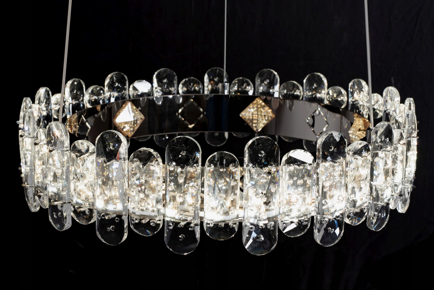 Lampa Sufitowa Wisząca ROUND Glamour Kryształowa + Pilot APP1041-CP - obrazek 6