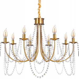Lampa Wisząca Klasyczna Kryształowa Glamour CASTLE Świecznik Złota Gold APP766-8CP
