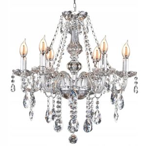 Lampa Sufitowa Wisząca PALACE Świecznik Glamour Kryształowa Chrom 392183