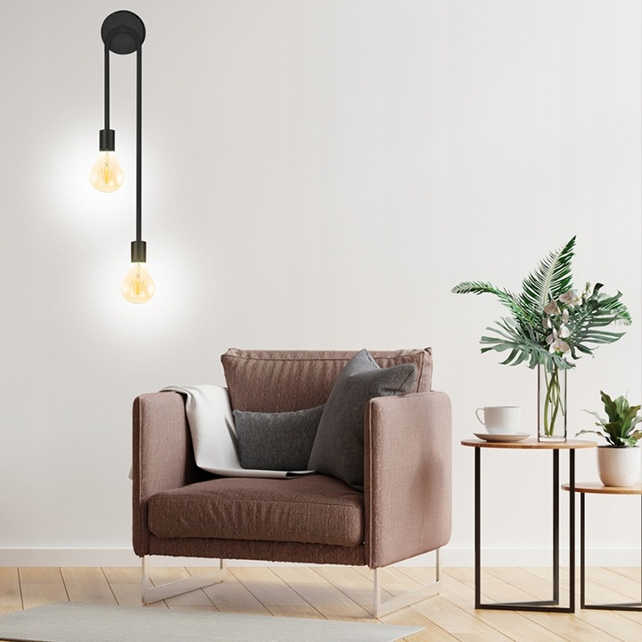 Lampa Ścienna Kinkiet Glamour Świecznik Czarny APP1147-2W - obrazek 2