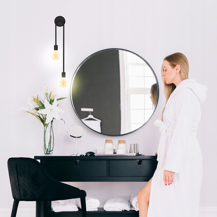 Lampa Ścienna Kinkiet Glamour Świecznik Czarny APP1147-2W - obrazek 4