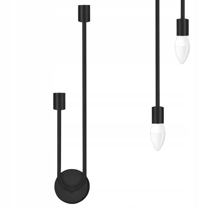 Lampa Ścienna Kinkiet Glamour Świecznik Czarny APP1147-2W