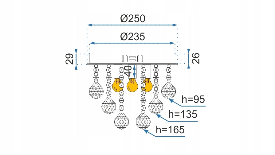 Lampa Sufitowa Plafon CRYSTAL Glamour Kryształy APP403-C - obrazek 5