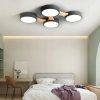 Lampa Sufitowa Plafon 4 Okręgi LED Skandynawski Czarny Drewniany + Pilot APP527-4C - obrazek 5