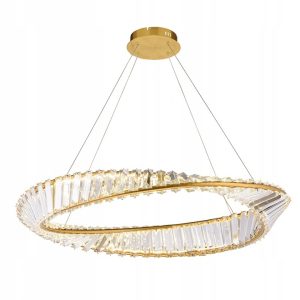 Lampa Sufitowa Wisząca Kryształowa Okrągła Glamour Ring Złota 50cm APP1201-CP