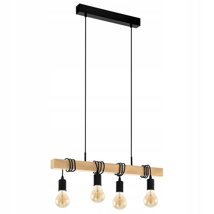 Lampa Wisząca Sufitowa Drewniana LOFT LINE Żarówka 4 APP974-4CP