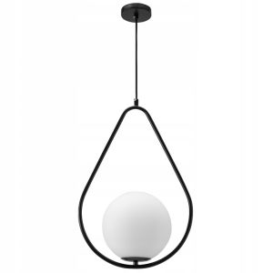 Lampa Wisząca Sufitowa KULA SLIDE Mleczna / Czarna APP938-1CP