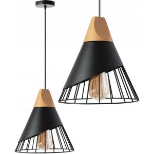 Lampa Wisząca SCANDI Metal Drewno Czarna APP223-1CP