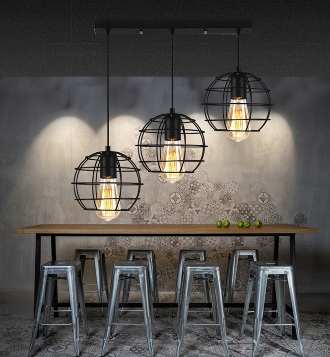 Lampa Wisząca Druciana ODESSA A LOFT Metalowa Czarna 180978A - obrazek 3