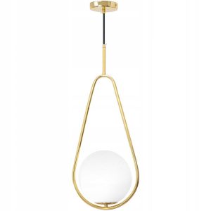 Lampa Wisząca Sufitowa KULA SLIDE Mleczna / Złota APP472-1CP