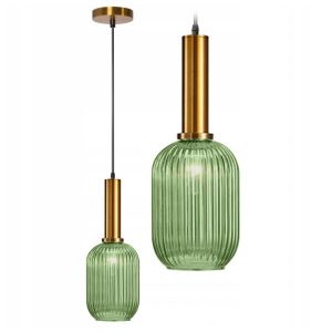 Lampa Wisząca Frezowana Szklana Zielona / Złota APP459-1CP