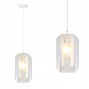 Lampa Wisząca Pojedyncza MARBLE Marmurek Biała APP909-1CP
