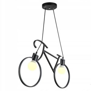 Lampa Wisząca Pojedyncza Druciana ROWER Dziecięca Czarna APP216-2CP