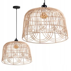 Lampa Wisząca BOHO Pleciona Ażurowa Bambusowa Naturalna Jasna Beżowa 30cm APP1351-1CP