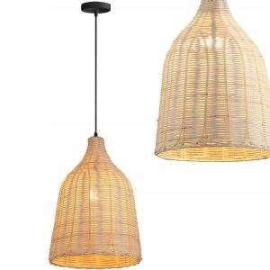 Lampa Wisząca Ażurowa Pleciona Bambusowa Owalna Natural Boho APP1646-1CP