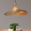 Lampa Wisząca Ażurowa Pleciona Bambusowa Kapelusz Natural Boho APP1641-1CP - obrazek 2