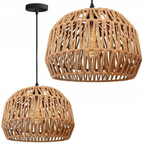 Lampa Wisząca BOHO Naturalna Pleciona Sznurek Jutowy Beżowa APP1291-1C