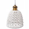 Lampa Wisząca Ceramiczna Kula Ażurowa Pleciona Boho Biała / Złota APP1006-1CP