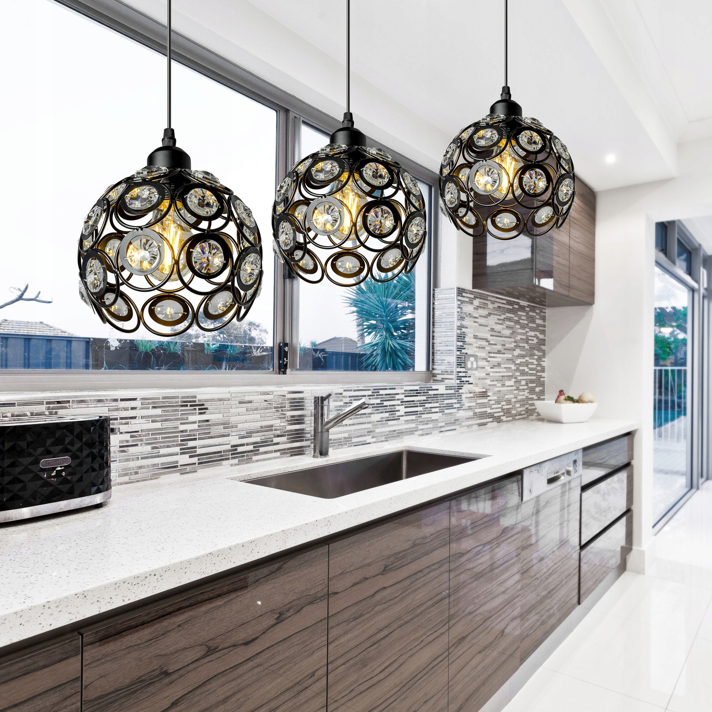 Lampa Wisząca Glamour DIAMENT 3 Czarna Mat APP209-3CPR - obrazek 3