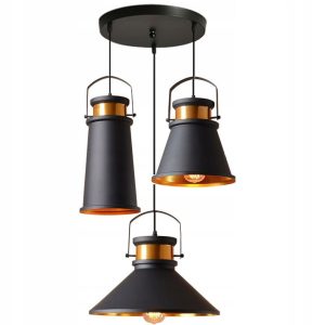Lampa Wisząca Loft ASTI SET ABC Metalowa Czarna Złota APP177-3CP
