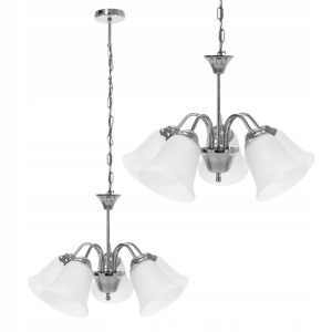 Lampa Sufitowa Wisząca OLD SCHOOL Mleczna / Chrom APP960-5CP