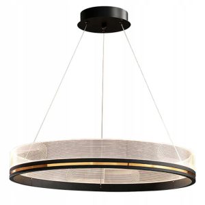 Lampa Sufitowa Wisząca Żyrandol Okrągła Duża LED Czarna Złota Gold 60cm APP1192