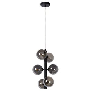 Lampa Wisząca Nowoczesna Podłużna Ciemne Szkło 6 Kul Czarna APP1163-6CP