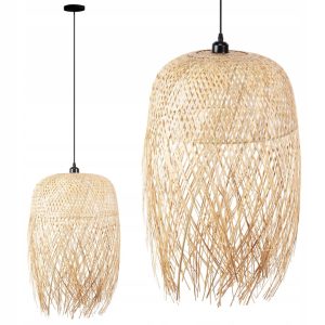 Lampa Wisząca BOHO Pleciona Ażurowa Bambusowa Naturalna Jasna Beżowa APP1327-1CP