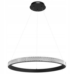Lampa Wisząca Kryształowa Minimalistyczna Okrągła Glamour Ring Czarna 60cm APP1512-CP