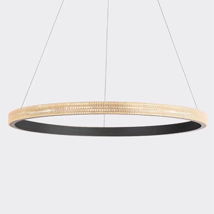 Lampa Wisząca Kryształowa Minimalistyczna Okrągła Glamour Ring Czarna 60cm APP1512-CP - obrazek 6