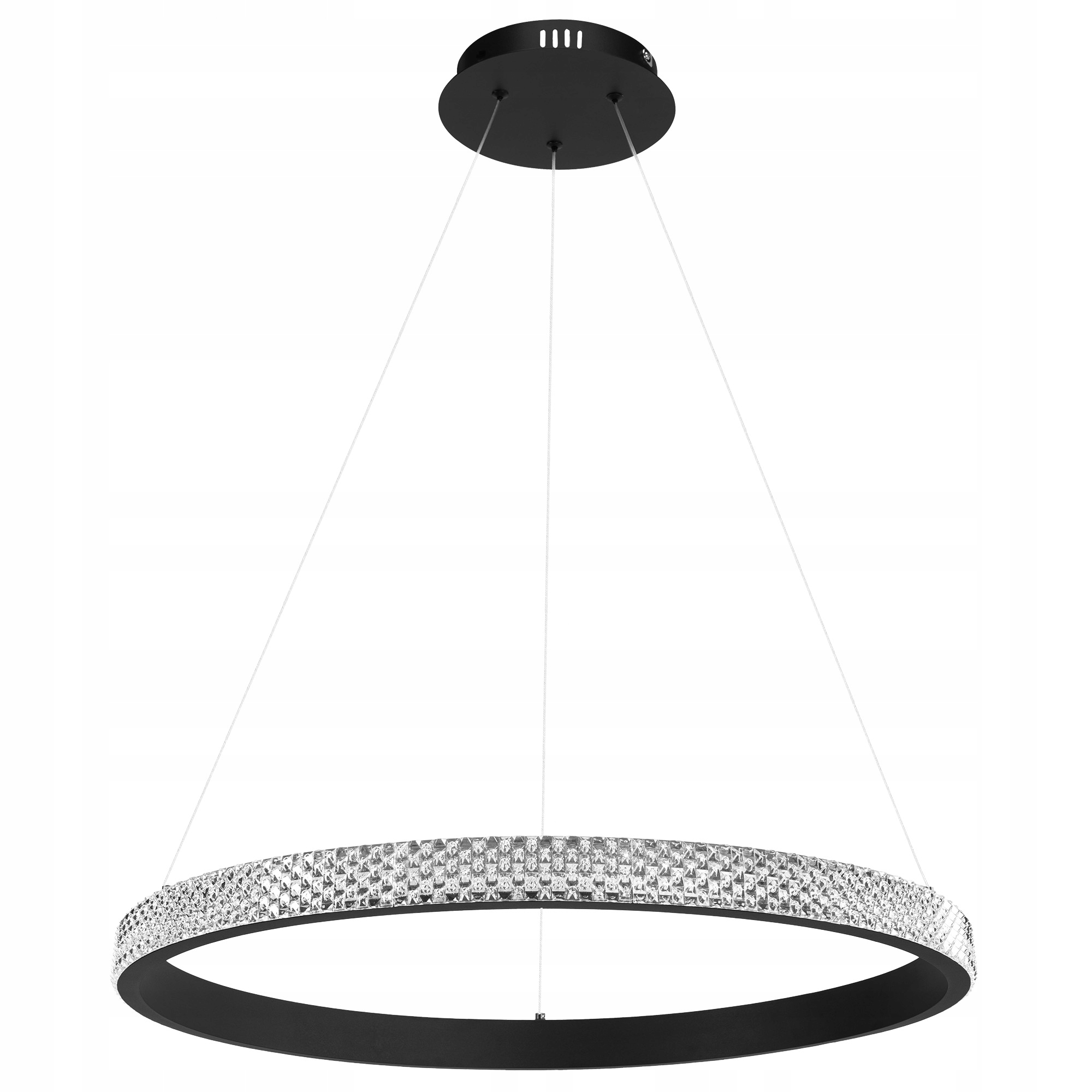 Lampa Wisząca Kryształowa Minimalistyczna Okrągła Glamour Ring Czarna 60cm APP1512-CP