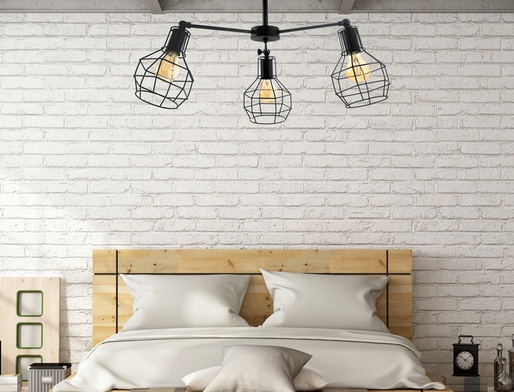 Lampa Sufitowa RENO Druciana Diamond Loft Czarna APP734-3C - obrazek 3