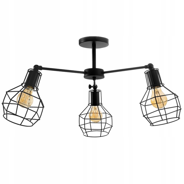 Lampa Sufitowa RENO Druciana Diamond Loft Czarna APP734-3C