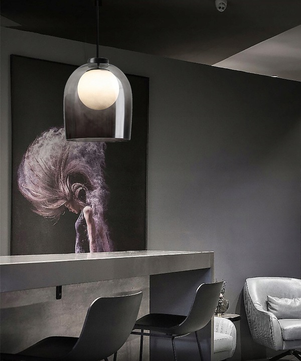 Lampa Wisząca Pojedyncza MOON Kula Szkło Szare Dymione APP1026-1CP - obrazek 5