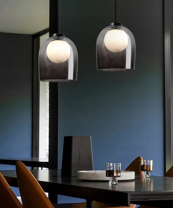 Lampa Wisząca Pojedyncza MOON Kula Szkło Szare Dymione APP1026-1CP - obrazek 6