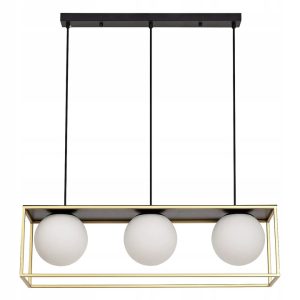 Lampa Sufitowa Wisząca Szklane Kule Czarna Złota Rama APP1164-3CP