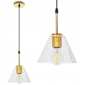 Lampa Wisząca Szklana Transparentna Złota APP1179-1CP