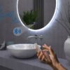Lustro Łazienkowe Okrągłe Podświetlane LED Pochłaniacz Pary Głośnik Bluetooth FFJ 80cm - obrazek 7