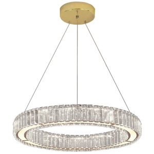 Lampa Sufitowa Wisząca Kryształowa Okrągła Glamour Ring Złota 50cm APP1079-CP